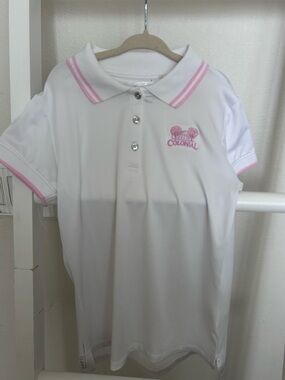 Colonia Golf Club Girls' White Polo with Pink Trim